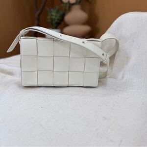 Bottega Venetta White Leather
Medium Cassette Bag , With COA